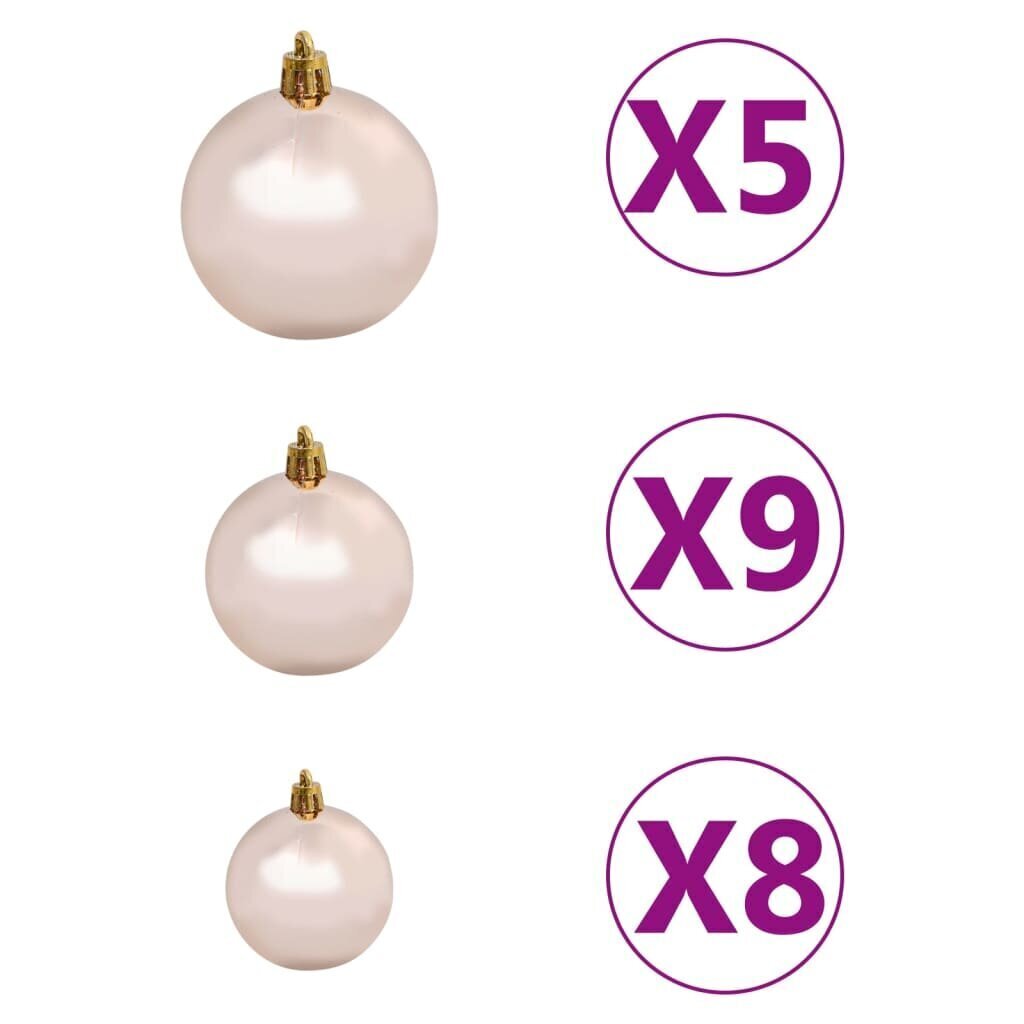 vidaXL 61-osaline jõulukuulide komplekt, 150 LEDi, roosa kuld hind ja info | Kuuseehted | kaup24.ee