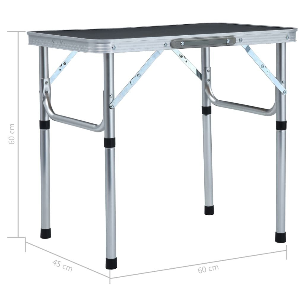 vidaXL kokkupandav matkalaud, hall, alumiinium 60 x 45 cm hind ja info | Matkamööbel | kaup24.ee