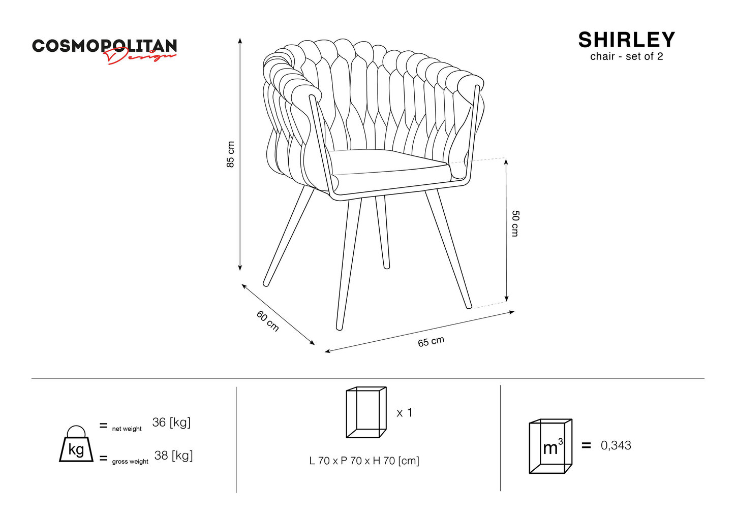 2-tooli komplekt Cosmopolitan Design Shirley, beeži värvi hind ja info | Söögitoolid, baaritoolid | kaup24.ee