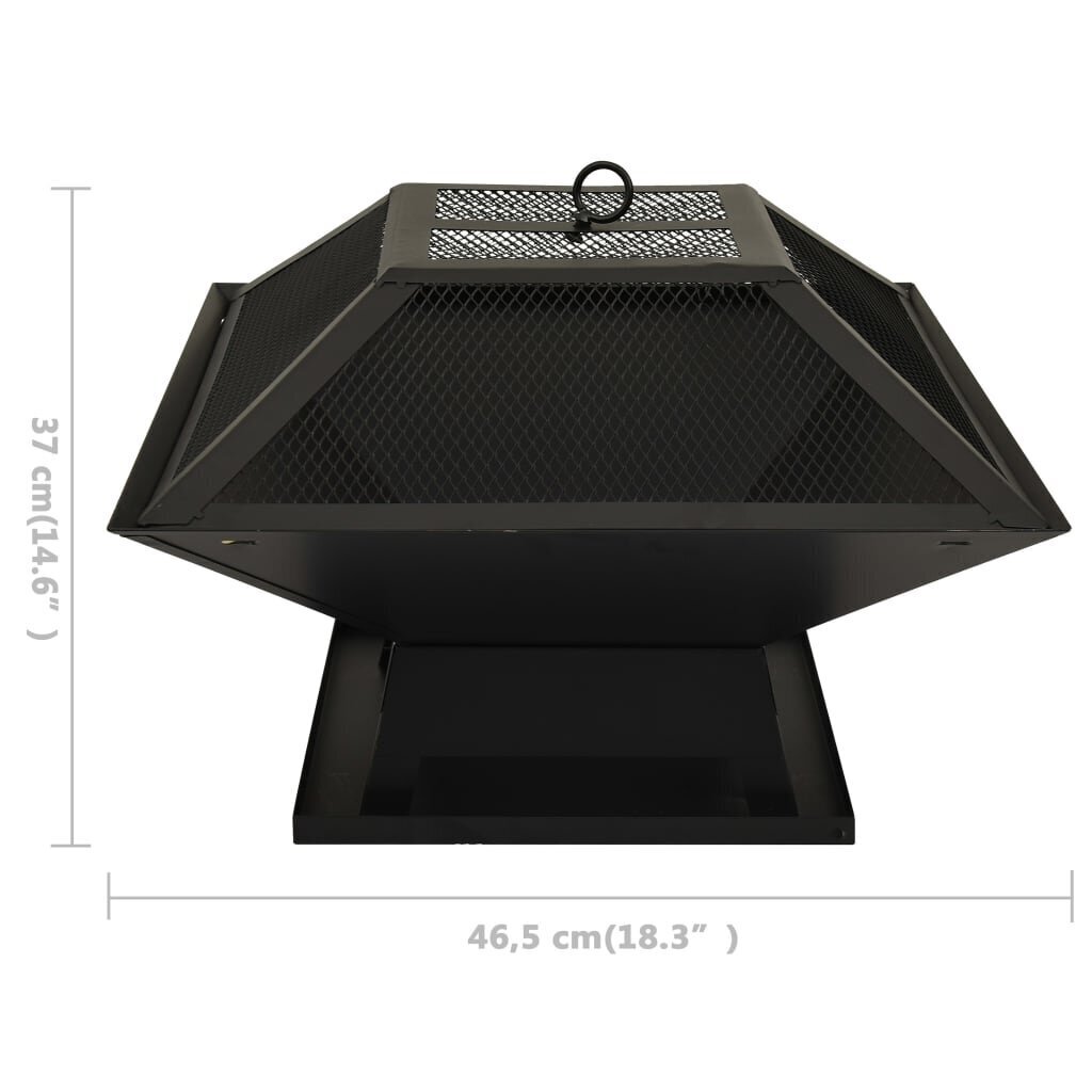 vidaXL kaks ühes tulease ja grill, 46,5 x 46,5 x 37 cm, teras hind ja info | Grillid | kaup24.ee