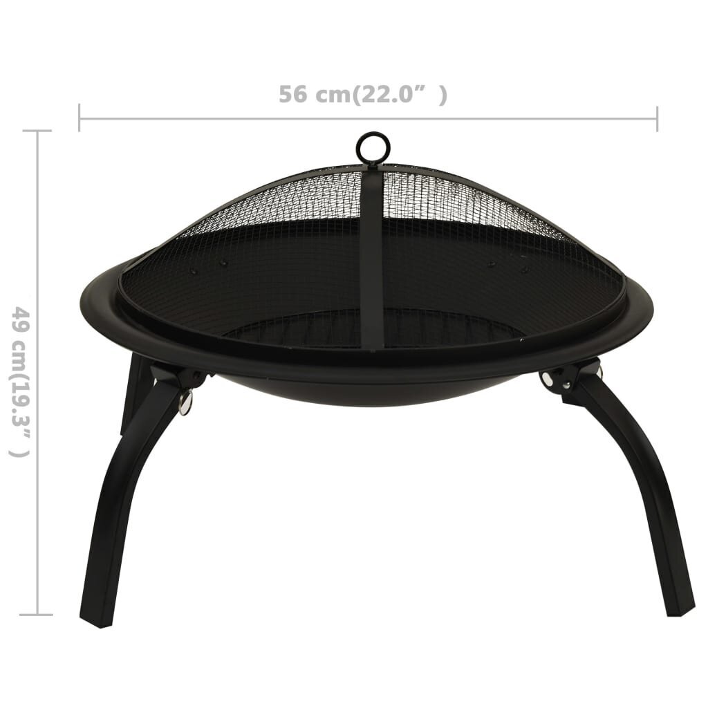 vidaXL kaks ühes tulease ja grill, 56x56x49 cm, teras цена и информация | Grillid | kaup24.ee