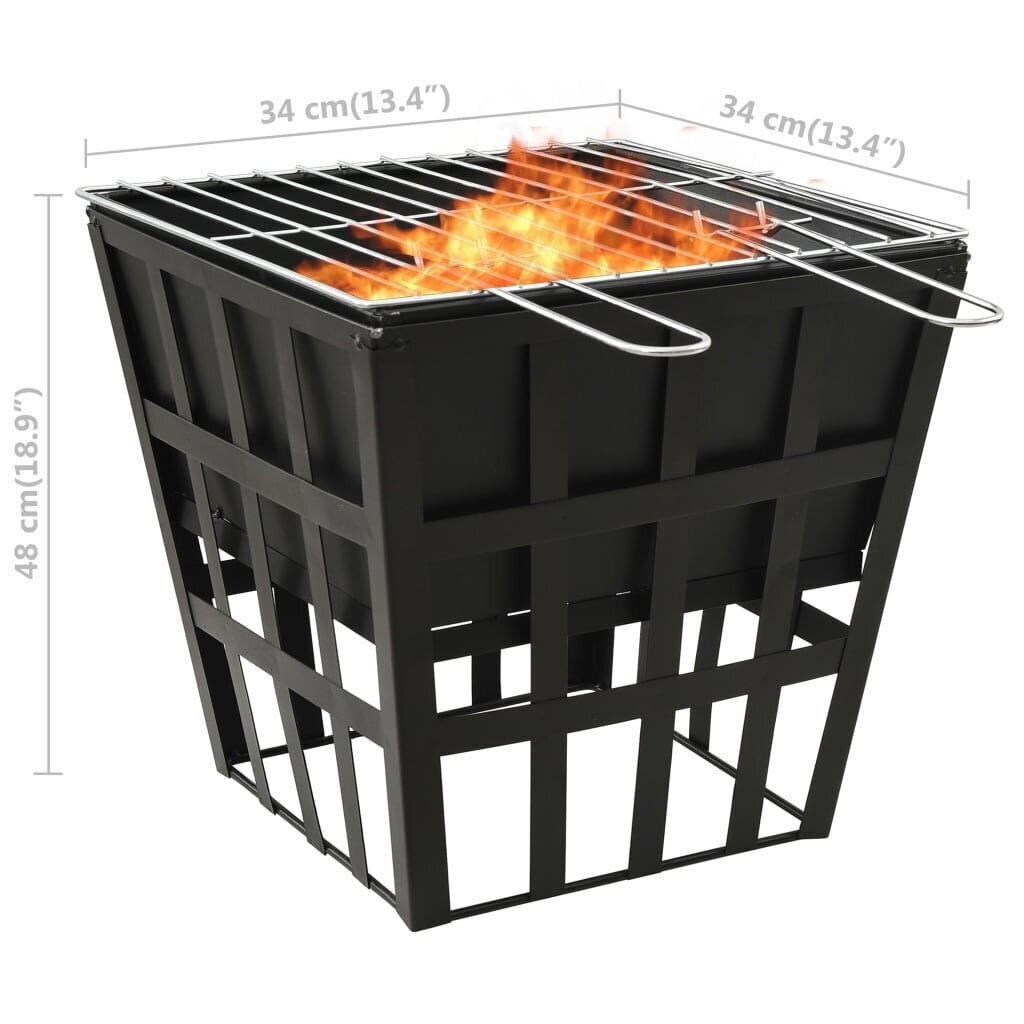 vidaXL kaks ühes tulease ja grill, 34x34x48 cm, teras hind ja info | Grillid | kaup24.ee