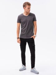 Мужская хлопковая футболка Ombre S1369, темно-серая цена и информация | Мужские футболки | kaup24.ee