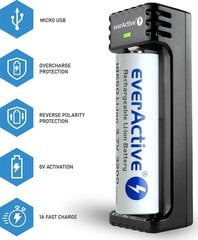 EverActive universaalne 1 x Li-ion akude laadija LC100 цена и информация | Зарядные устройства для элементов питания | kaup24.ee