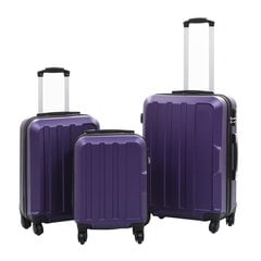vidaXL kõvakattega kohver, 3 tk, lilla, ABS цена и информация | Чемоданы, дорожные сумки | kaup24.ee