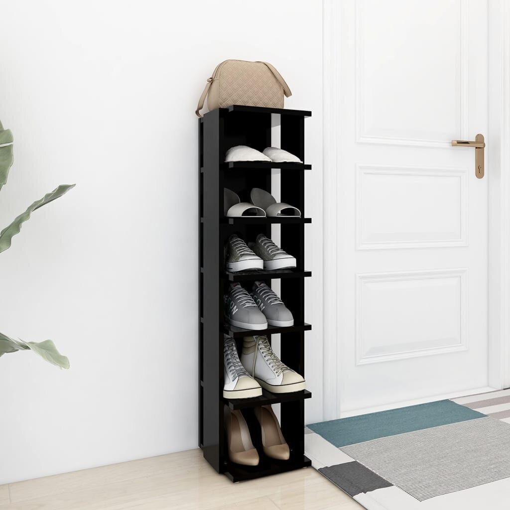 vidaXL kingakapp, must, 25 x 27 x 102 cm, puitlaastplaat hind ja info | Jalatsikapid, jalatsiriiulid | kaup24.ee