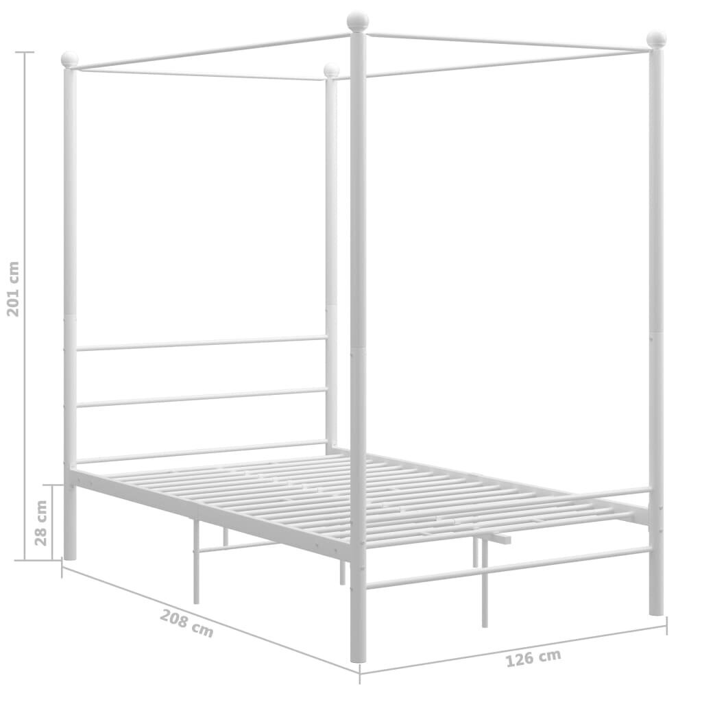 vidaXL baldahhiiniga voodiraam, valge, metall, 120 x 200 cm hind ja info | Voodid | kaup24.ee