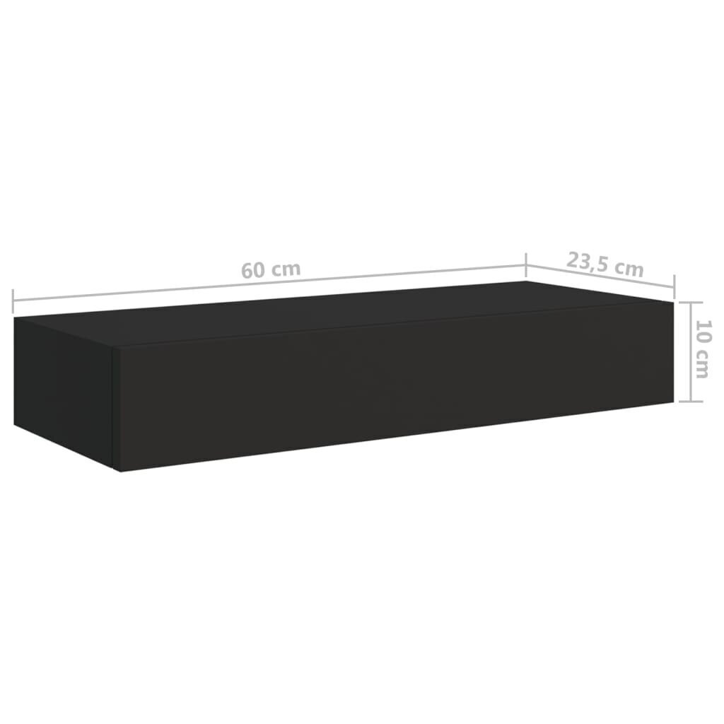 vidaXL sahtliga seinariiul, must 60x23,5x10 cm MDF цена и информация | Riiulid | kaup24.ee