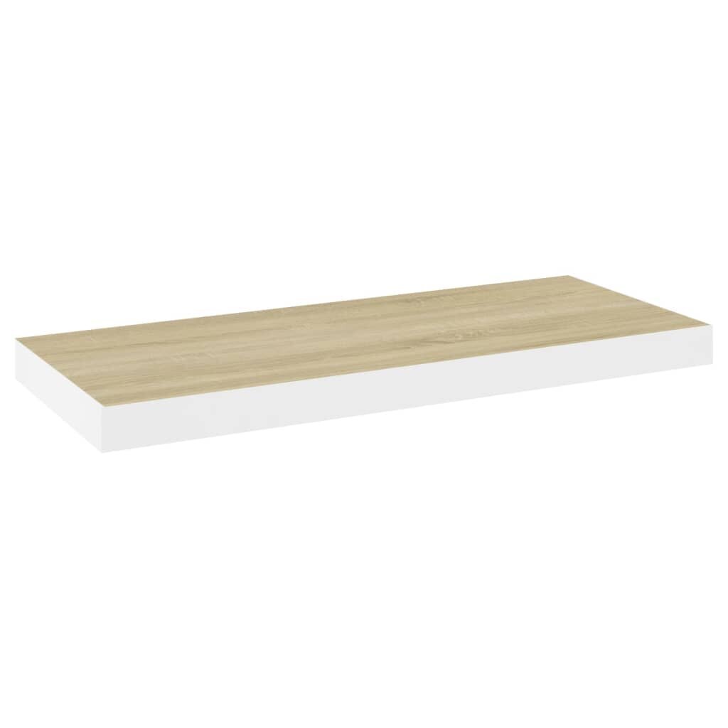 vidaXL seinariiulid, 2 tk, tamm ja valge, 60 x 23,5 x 3,8 cm MDF hind ja info | Riiulid | kaup24.ee