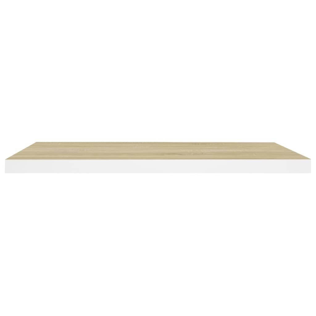 vidaXL seinariiulid, 2 tk, tamm ja valge, 80 x 23,5 x 3,8 cm MDF hind ja info | Riiulid | kaup24.ee