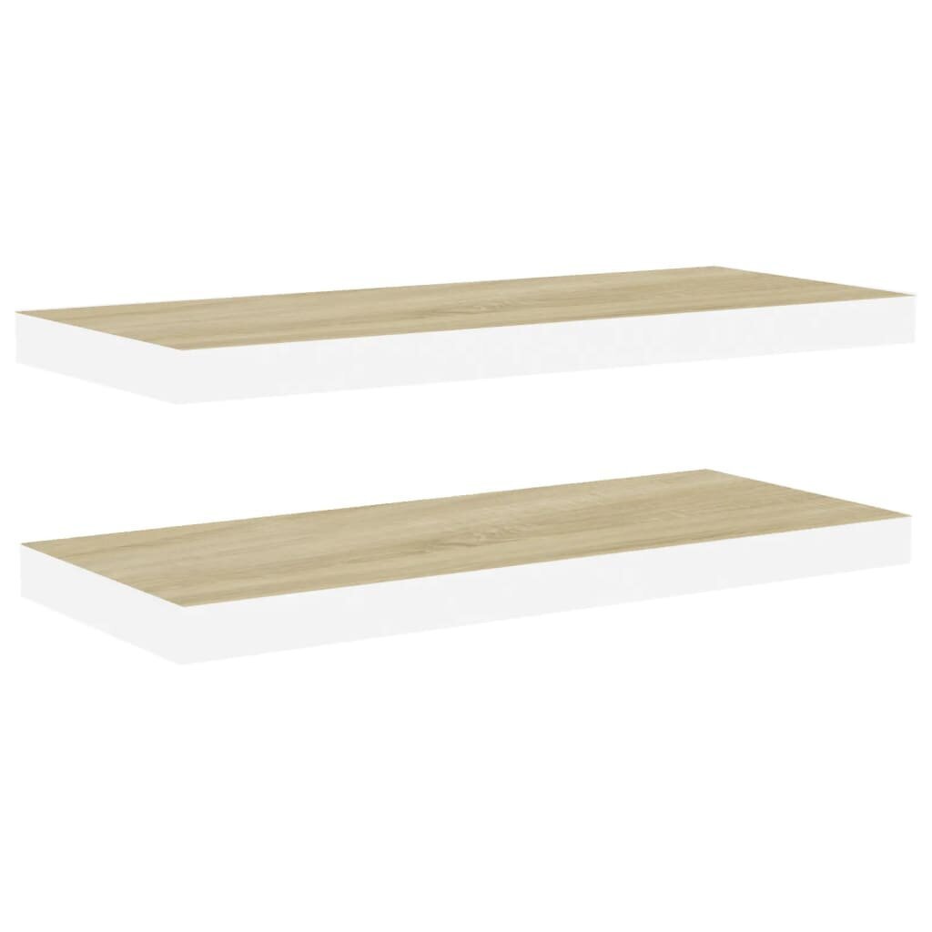 vidaXL seinariiulid, 2 tk, tamm ja valge, 80 x 23,5 x 3,8 cm MDF цена и информация | Riiulid | kaup24.ee