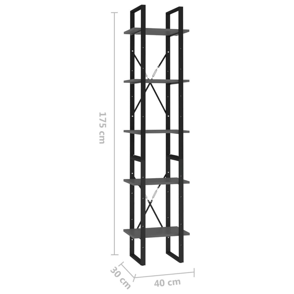 vidaXL 5-korruseline raamaturiiul, hall, 40x30x175 cm, puitlaastplaat hind ja info | Riiulid | kaup24.ee