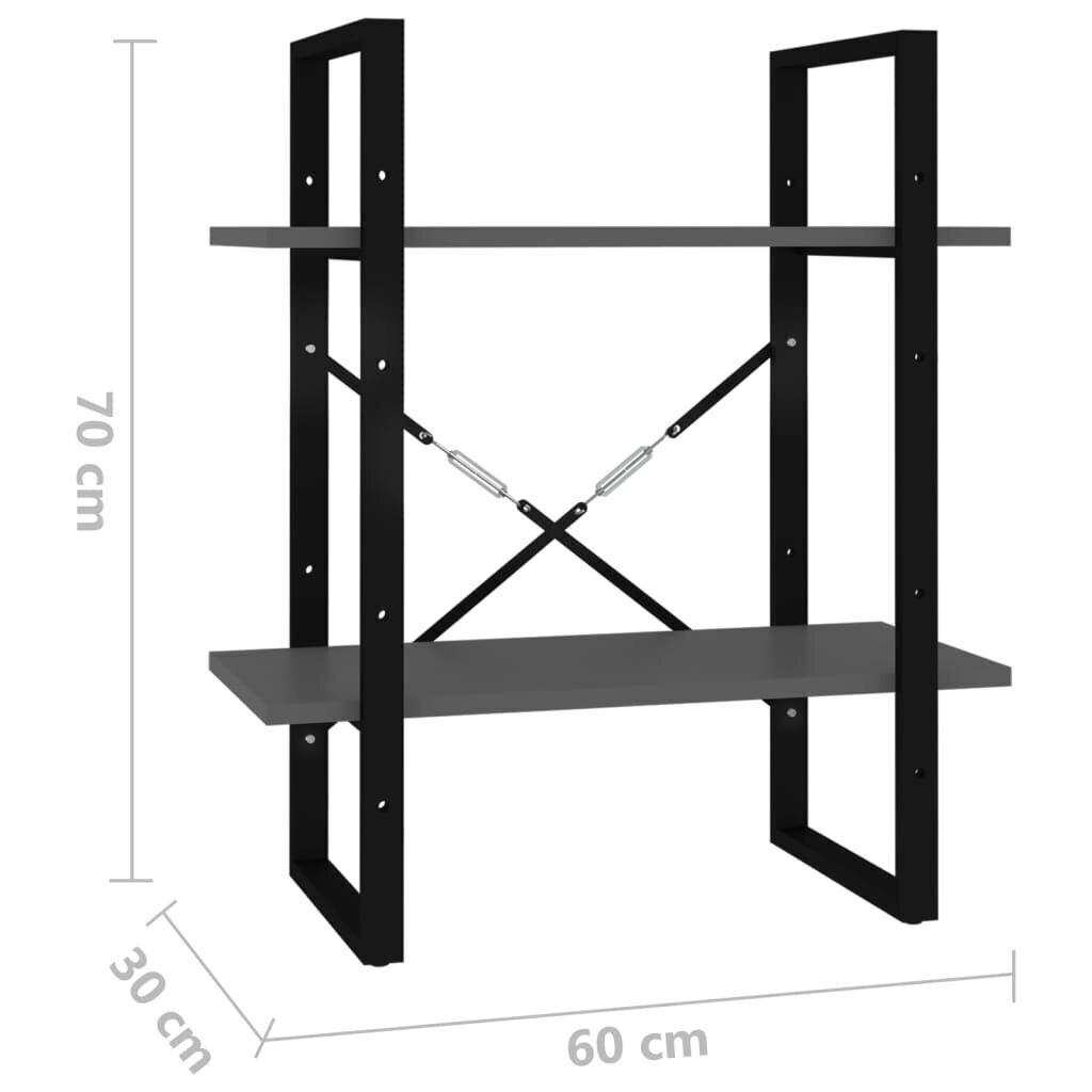 vidaXL 2-korruseline raamaturiiul, hall, 60x30x70 cm, puitlaastplaat hind ja info | Riiulid | kaup24.ee