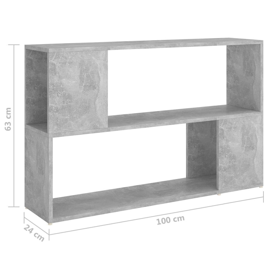 vidaXL raamaturiiul, betoonhall, 100x24x63 cm, puitlaastplaat цена и информация | Riiulid | kaup24.ee