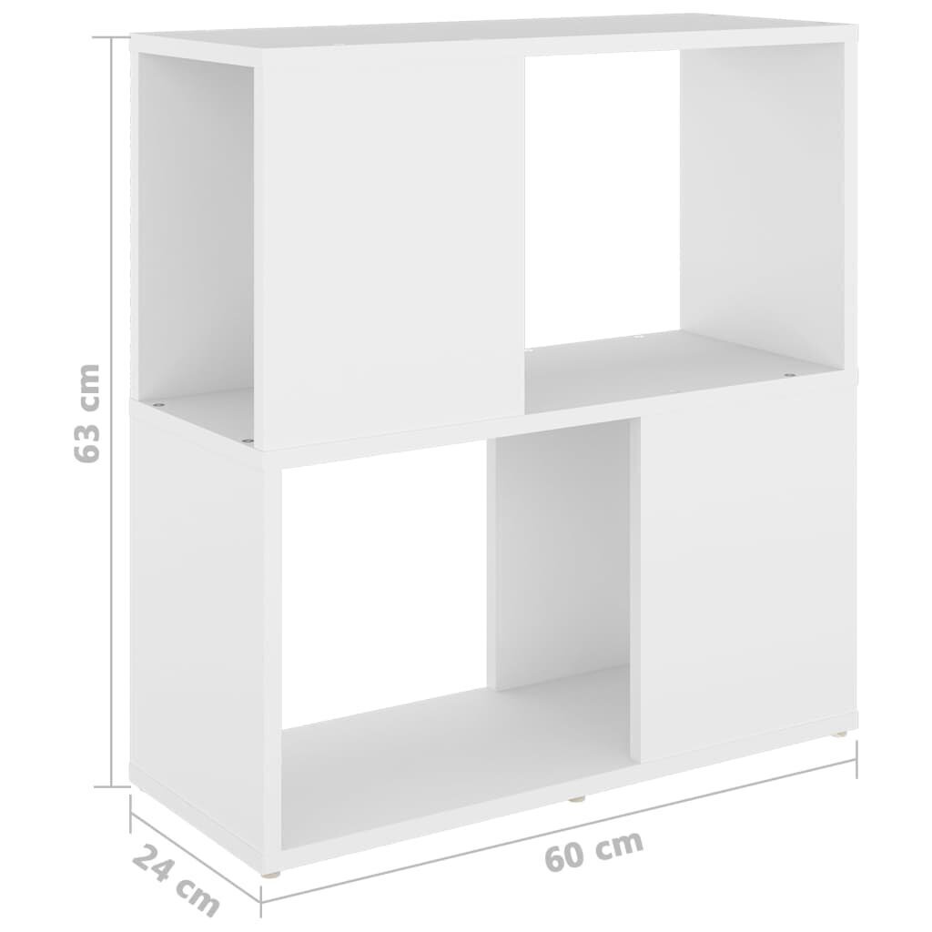 vidaXL raamaturiiul, valge, 60 x 24 x 63 cm, puitlaastplaat kaina ir informacija | Riiulid | kaup24.ee