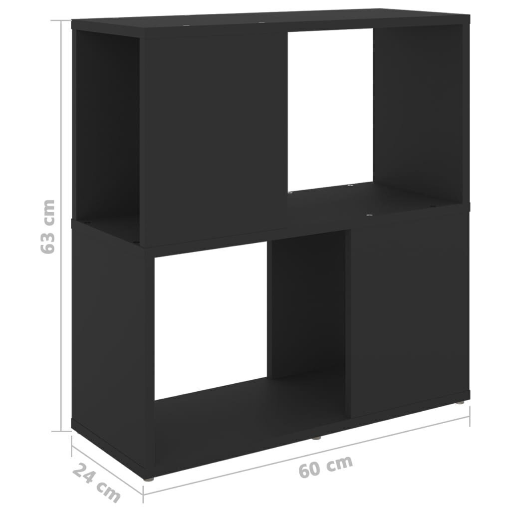 vidaXL raamaturiiul, must, 60 x 24 x 63 cm, puitlaastplaat hind ja info | Riiulid | kaup24.ee