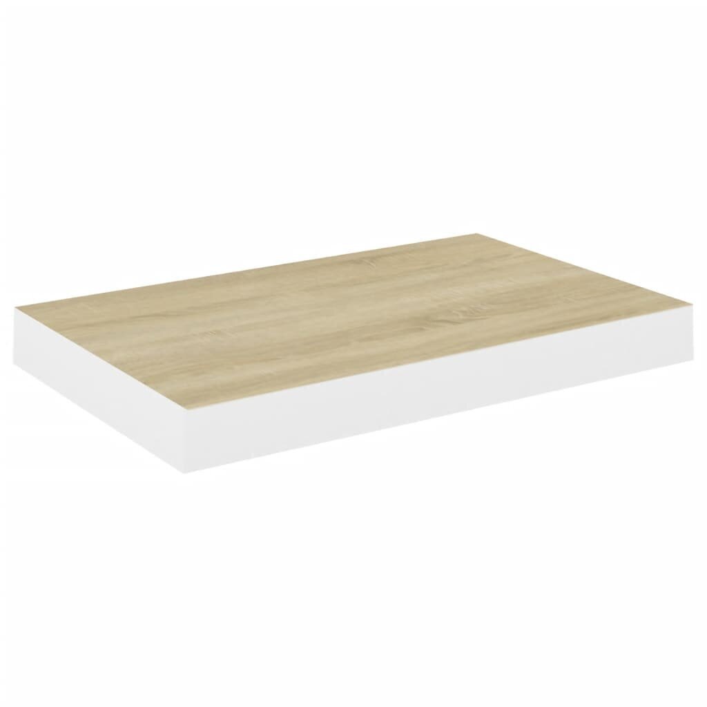 vidaXL seinariiul, tamm ja valge, 50 x 23 x 3,8 cm, MDF hind ja info | Riiulid | kaup24.ee