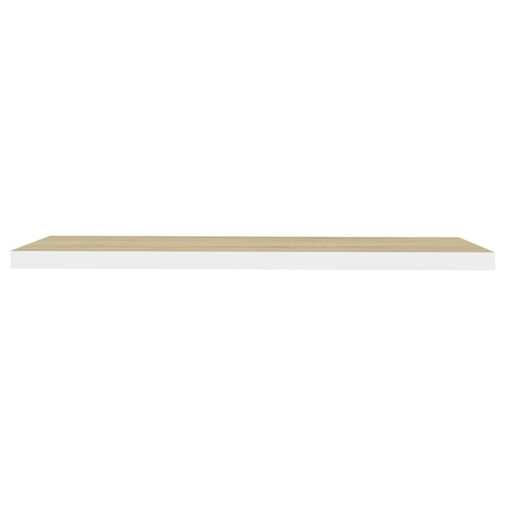 vidaXL seinariiulid, 2 tk, tamm ja valge, 100 x 23,5 x 3,8 cm MDF hind ja info | Riiulid | kaup24.ee