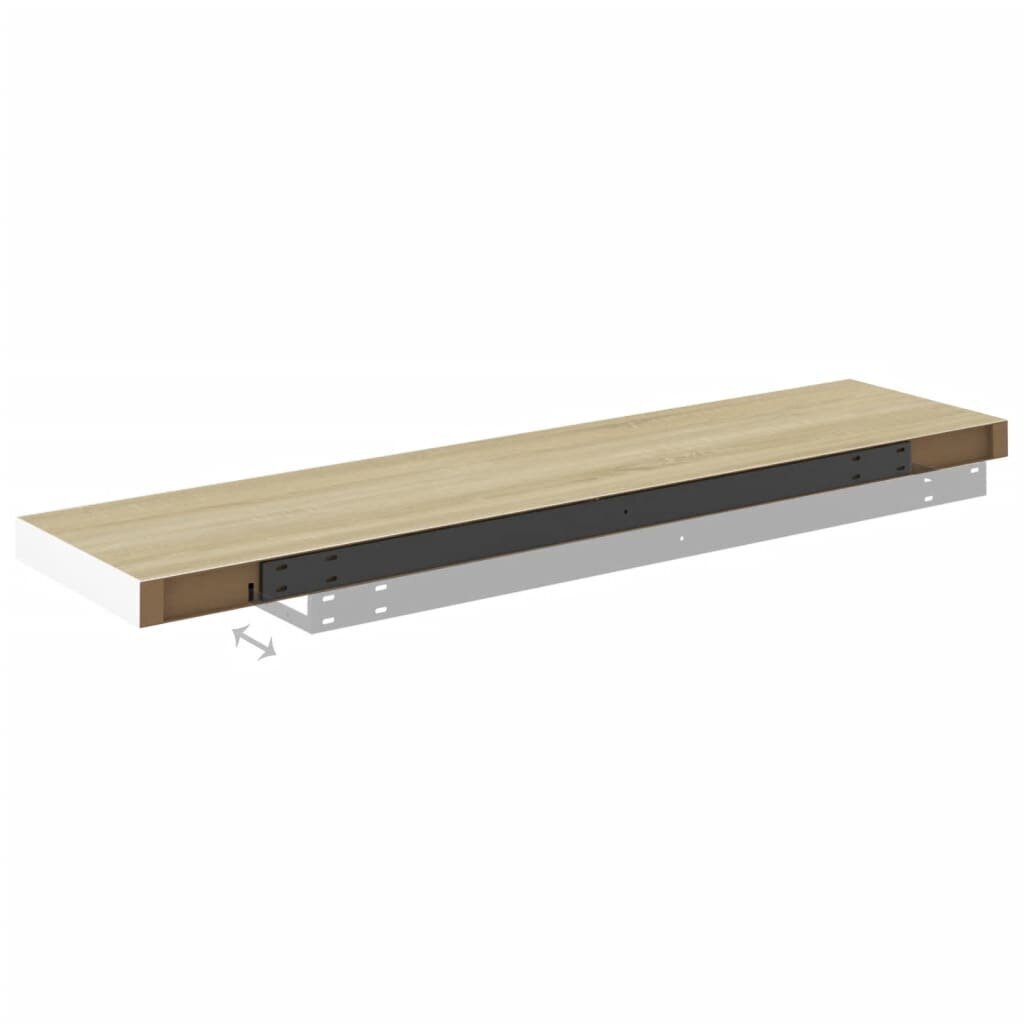 vidaXL seinariiulid, 2 tk, tamm ja valge, 100 x 23,5 x 3,8 cm MDF hind ja info | Riiulid | kaup24.ee