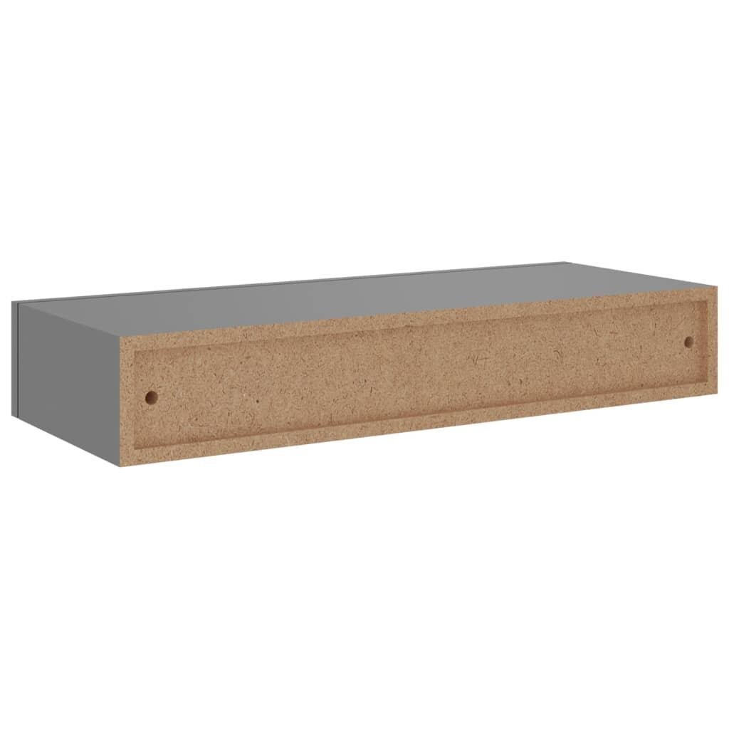 vidaXL sahtliga seinariiul, hall, 60 x 23,5 x 10 cm, MDF цена и информация | Riiulid | kaup24.ee