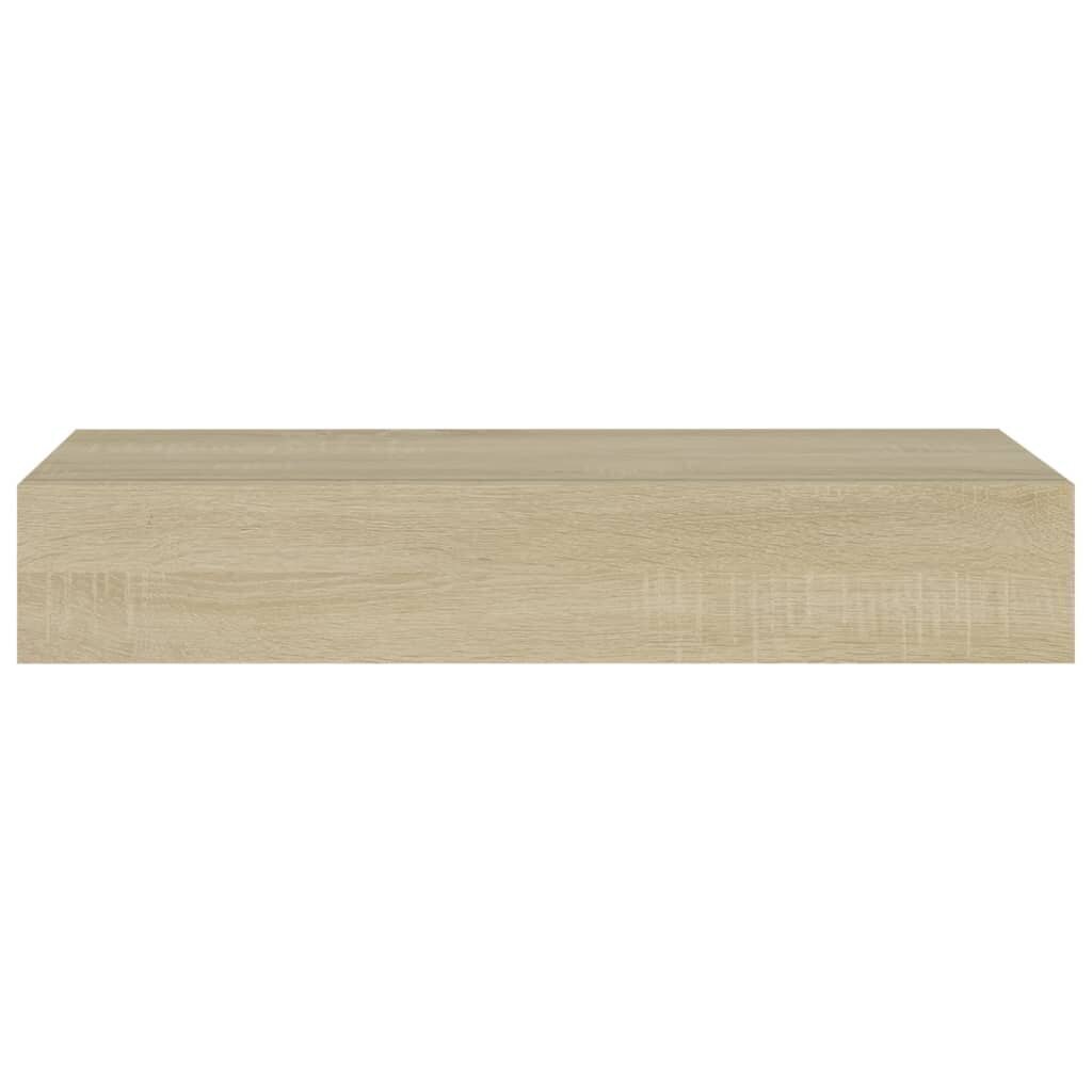 vidaXL sahtlitega seinariiulid, 2 tk, tamm, 60 x 23,5 x 10 cm, MDF hind ja info | Riiulid | kaup24.ee