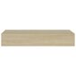 vidaXL sahtlitega seinariiulid, 2 tk, tamm, 60 x 23,5 x 10 cm, MDF hind ja info | Riiulid | kaup24.ee