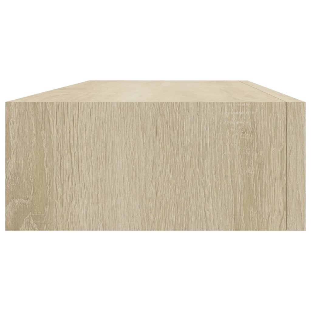 vidaXL sahtlitega seinariiulid, 2 tk, tamm, 60 x 23,5 x 10 cm, MDF hind ja info | Riiulid | kaup24.ee