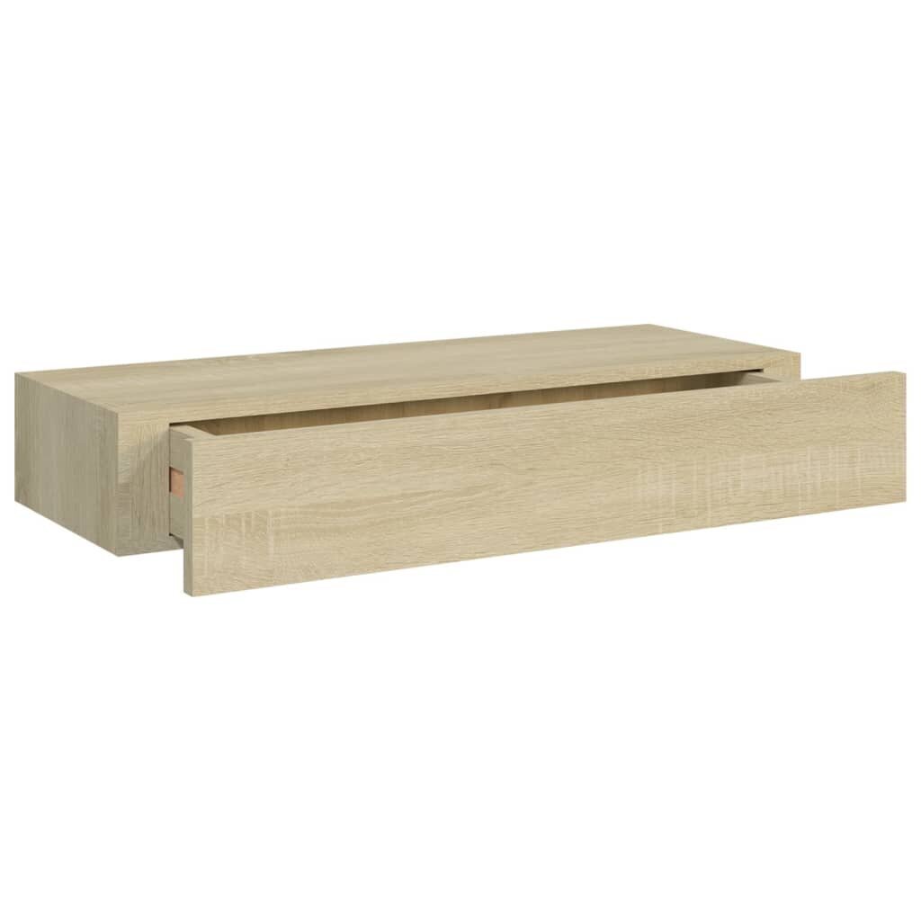 vidaXL sahtlitega seinariiulid, 2 tk, tamm, 60 x 23,5 x 10 cm, MDF hind ja info | Riiulid | kaup24.ee