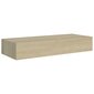 vidaXL sahtlitega seinariiulid, 2 tk, tamm, 60 x 23,5 x 10 cm, MDF hind ja info | Riiulid | kaup24.ee