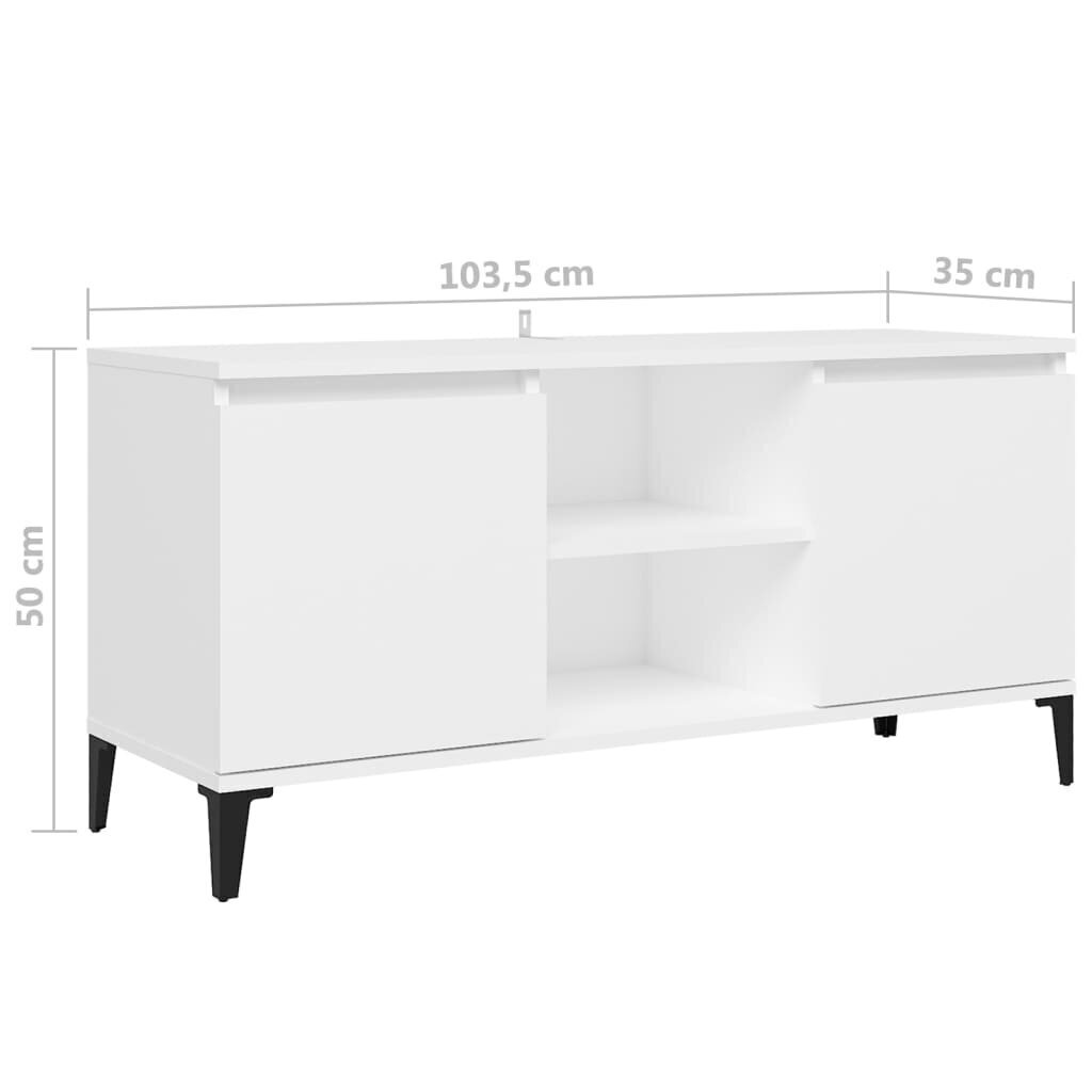 vidaXL metalljalgadega telerikapp, valge, 103,5x35x50 cm hind ja info | TV alused | kaup24.ee