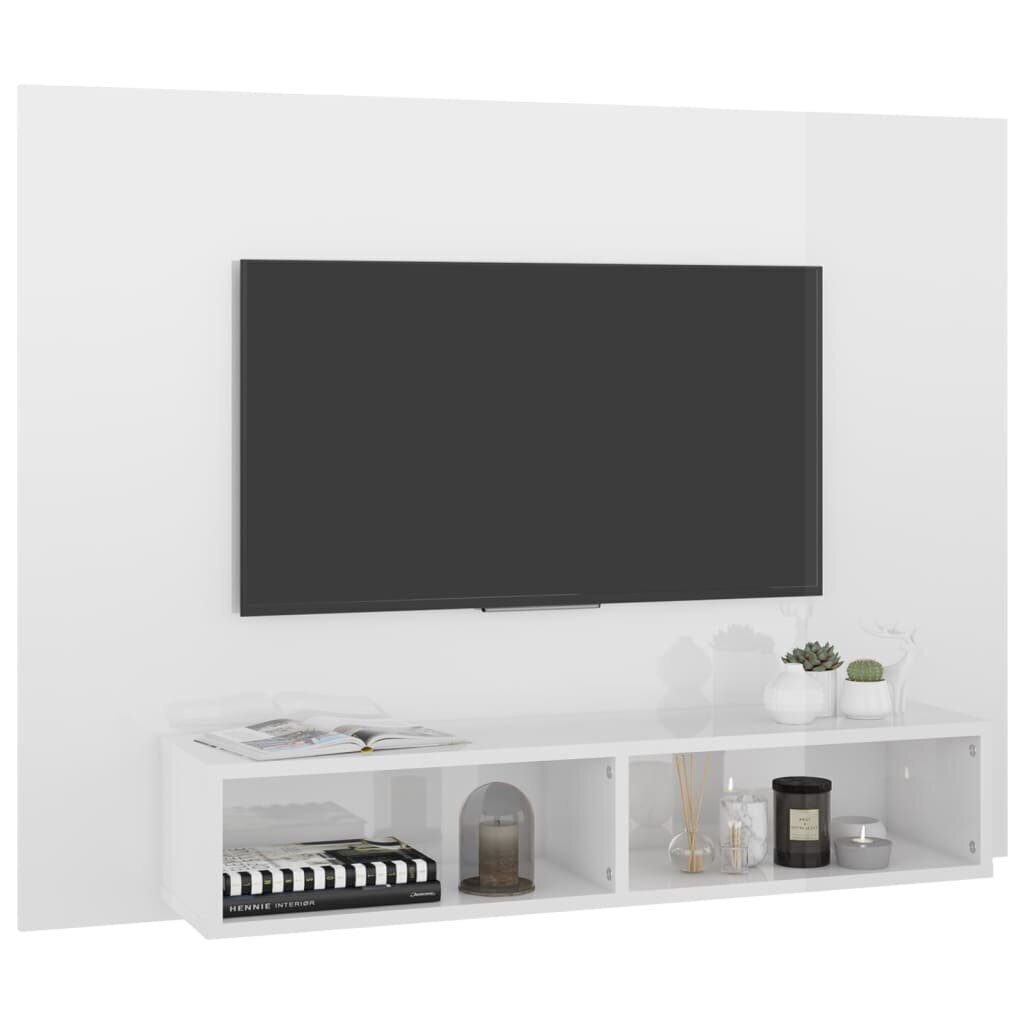 vidaXL TV-seinariiul, kõrgläikega valge 120x23,5x90 cm, puitlaastplaat hind ja info | TV alused | kaup24.ee