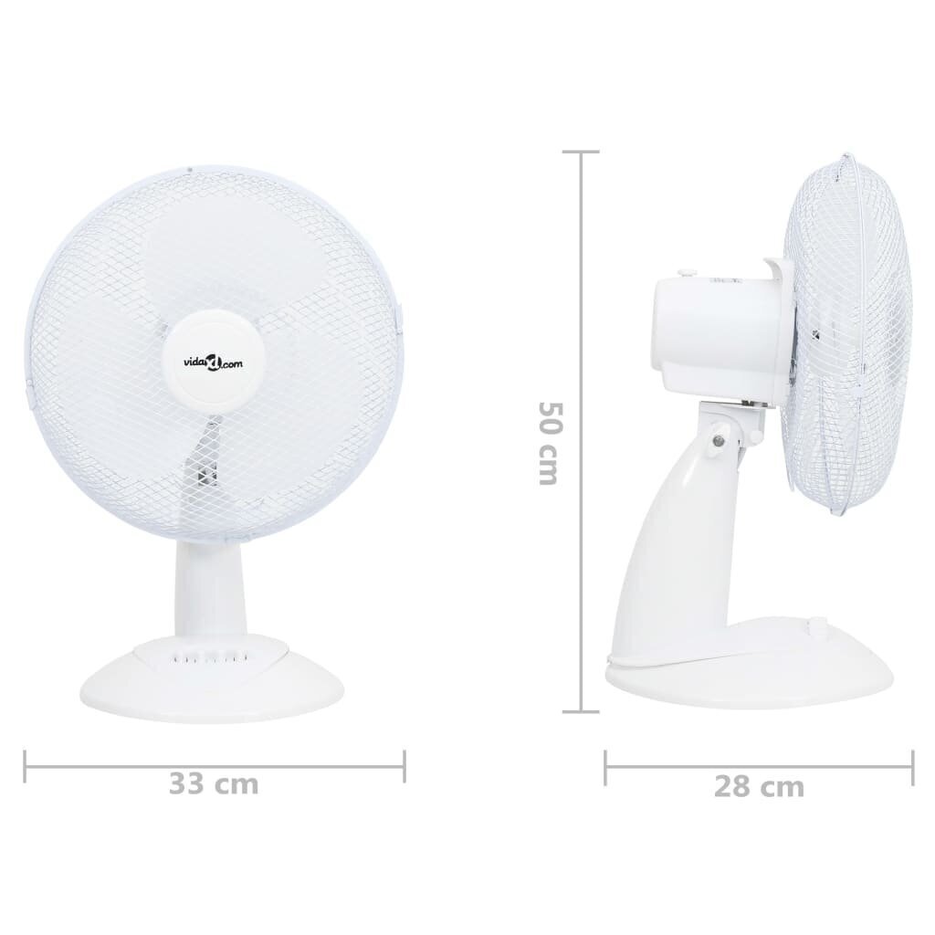 vidaXL lauaventilaator, 3 kiirust, 40 cm, 40 W, valge hind ja info | Ventilaatorid | kaup24.ee