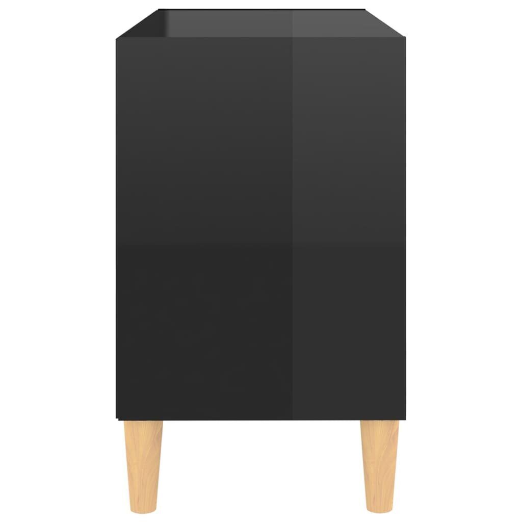 vidaXL puitjalgadega telerikapp, kõrgläikega must, 69,5x30x50 cm hind ja info | TV alused | kaup24.ee