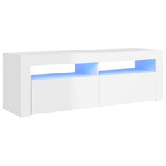 vidaXL telerialus LED-tuledega, kõrgläikega valge, 120 x 35 x 40 cm цена и информация |  Тумбы под телевизор | kaup24.ee