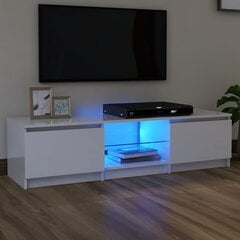 vidaXL telerialus LED-tuledega, kõrgläikega valge, 140x40x35,5 cm hind ja info | TV alused | kaup24.ee
