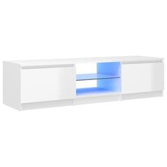 vidaXL telerialus LED-tuledega, kõrgläikega valge, 140x40x35,5 cm цена и информация | Тумбы под телевизор | kaup24.ee