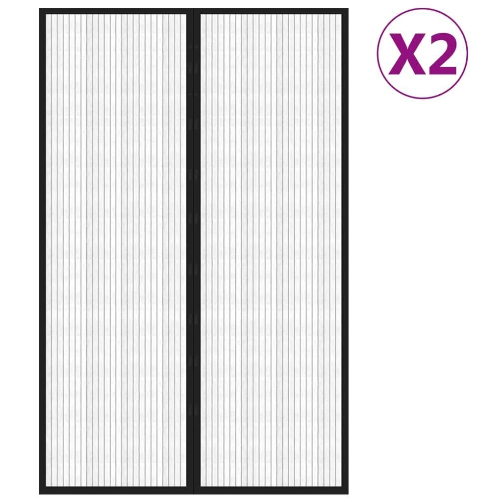 vidaXL putukakaitse uksekardinad 2 tk, magnetplokid, must 220x130 cm цена и информация | Sääsevõrgud, putukavõrgud | kaup24.ee