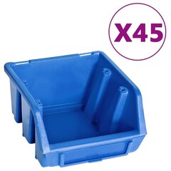 vidaXL 48-osaline hoiukastide komplekt seinapaneelidega sinine ja must цена и информация | Стеллажи, полки | kaup24.ee