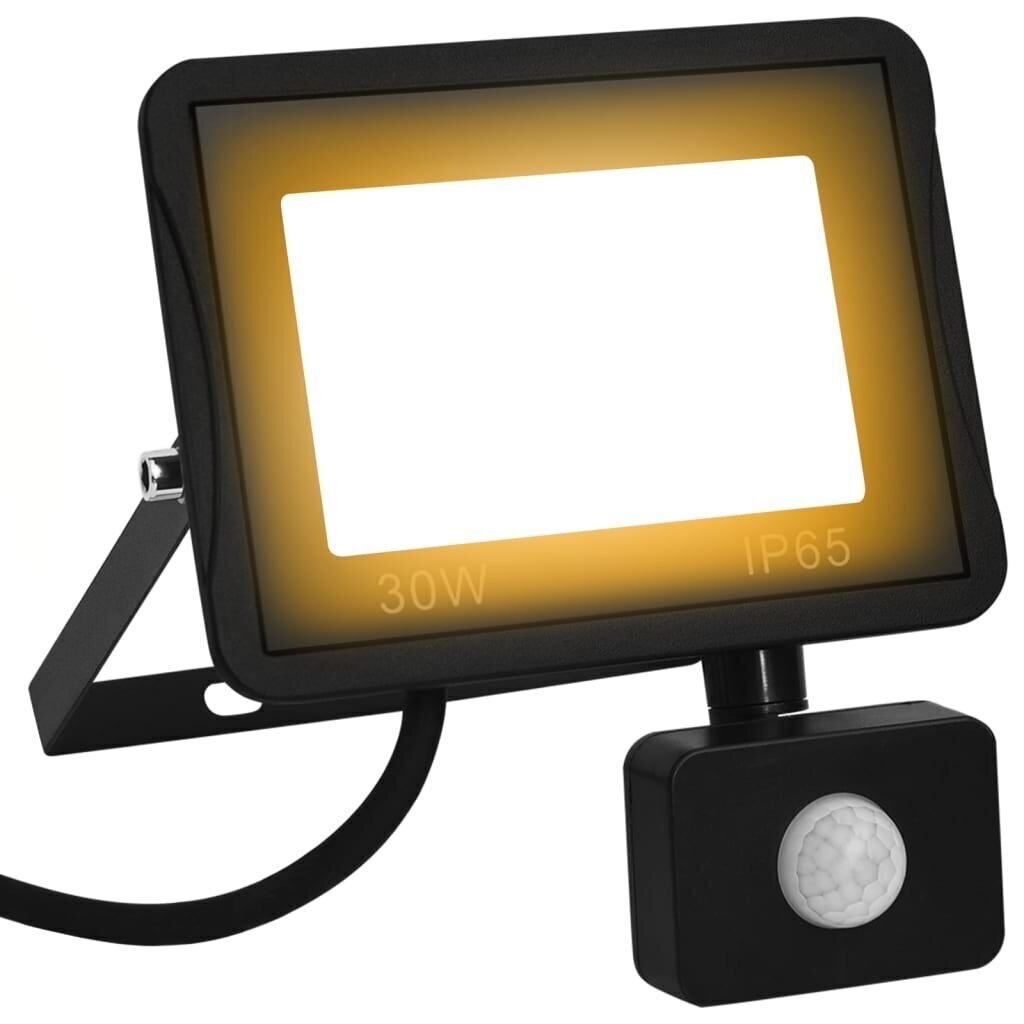 vidaXL anduriga LED prožektor, 30 W, soe valge цена и информация | Taskulambid, prožektorid | kaup24.ee
