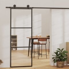 vidaXL liuguks, ESG-klaas ja alumiinium, 76x205 cm, must цена и информация | Межкомнатные двери | kaup24.ee