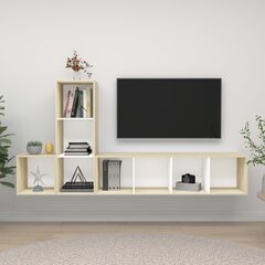 vidaXL 3-osaline telerikapikomplekt valge, Sonoma tamm, puitlaastplaat hind ja info | TV alused | kaup24.ee