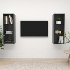 vidaXL seina telerikapid, 2 tk, kõrgläikega hall, puitlaastplaat hind ja info | TV alused | kaup24.ee