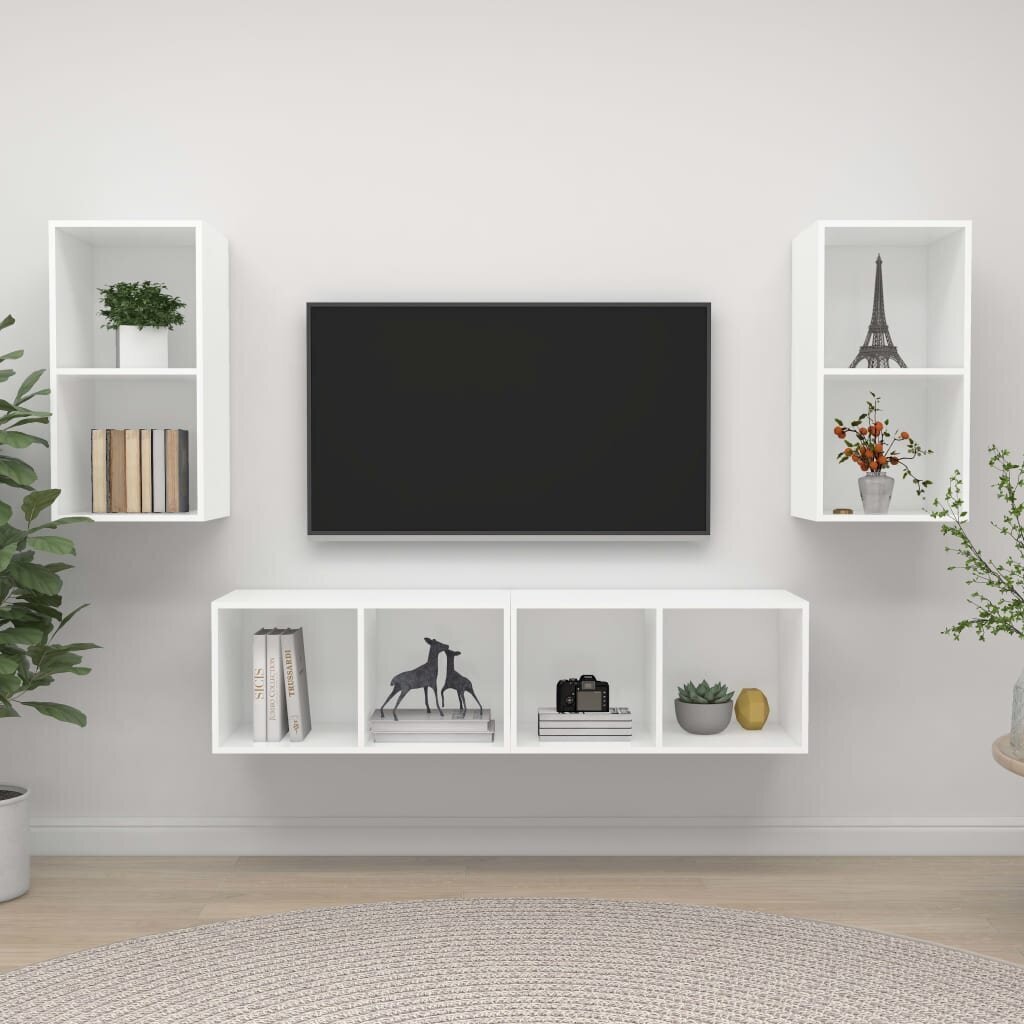 vidaXL seinale kinnitatavad telerikapid, 4 tk, valge, puitlaastplaat цена и информация | TV alused | kaup24.ee