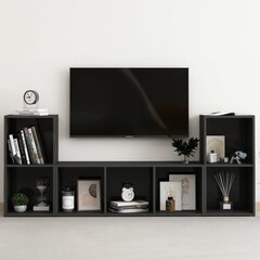 vidaXL 3-osaline telerikappide komplekt, kõrgläikega must, puitlaastplaat hind ja info | TV alused | kaup24.ee