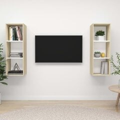 vidaXL seina telerikapid, 2 tk, valge ja Sonoma tamm, puitlaastplaat hind ja info | TV alused | kaup24.ee