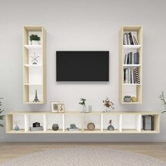 vidaXL seina telerikapid, 4 tk, valge ja Sonoma tamm, puitlaastplaat hind ja info | TV alused | kaup24.ee