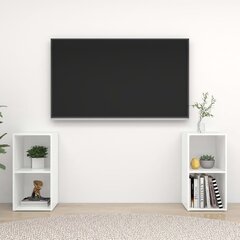 vidaXL telerikapid 2 tk, kõrgläige valge, 72x35x36,5 cm puitlaastplaat hind ja info | TV alused | kaup24.ee