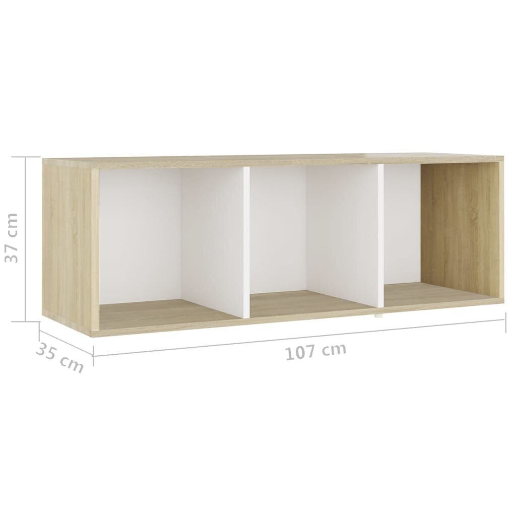 vidaXL telerikapid 2 tk, valge ja Sonoma tamm, 107x35x37 cm, puitlaastplaat цена и информация | TV alused | kaup24.ee