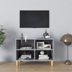 vidaXL puitjalgadega telerikapp, betoonhall, 69,5 x 30 x 50 cm hind ja info | TV alused | kaup24.ee