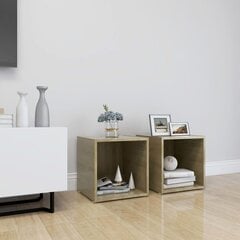 vidaXL telerikapid 2 tk, valge ja Sonoma tamm, 37 x 35 x 37 cm, puitlaastplaat hind ja info | TV alused | kaup24.ee